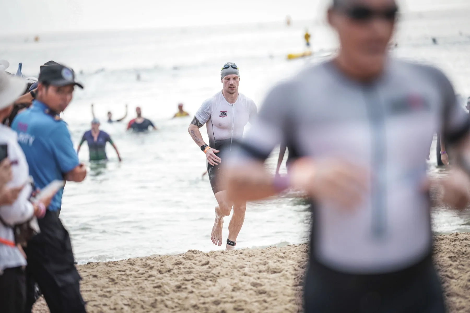 Ed coming out of the water during a triathlon